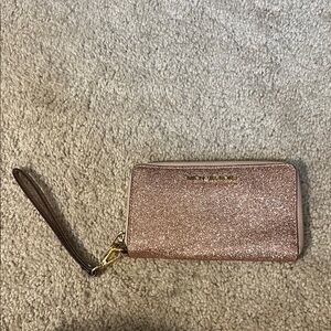 Michael Kors Rose Gold Glitter Wristlet